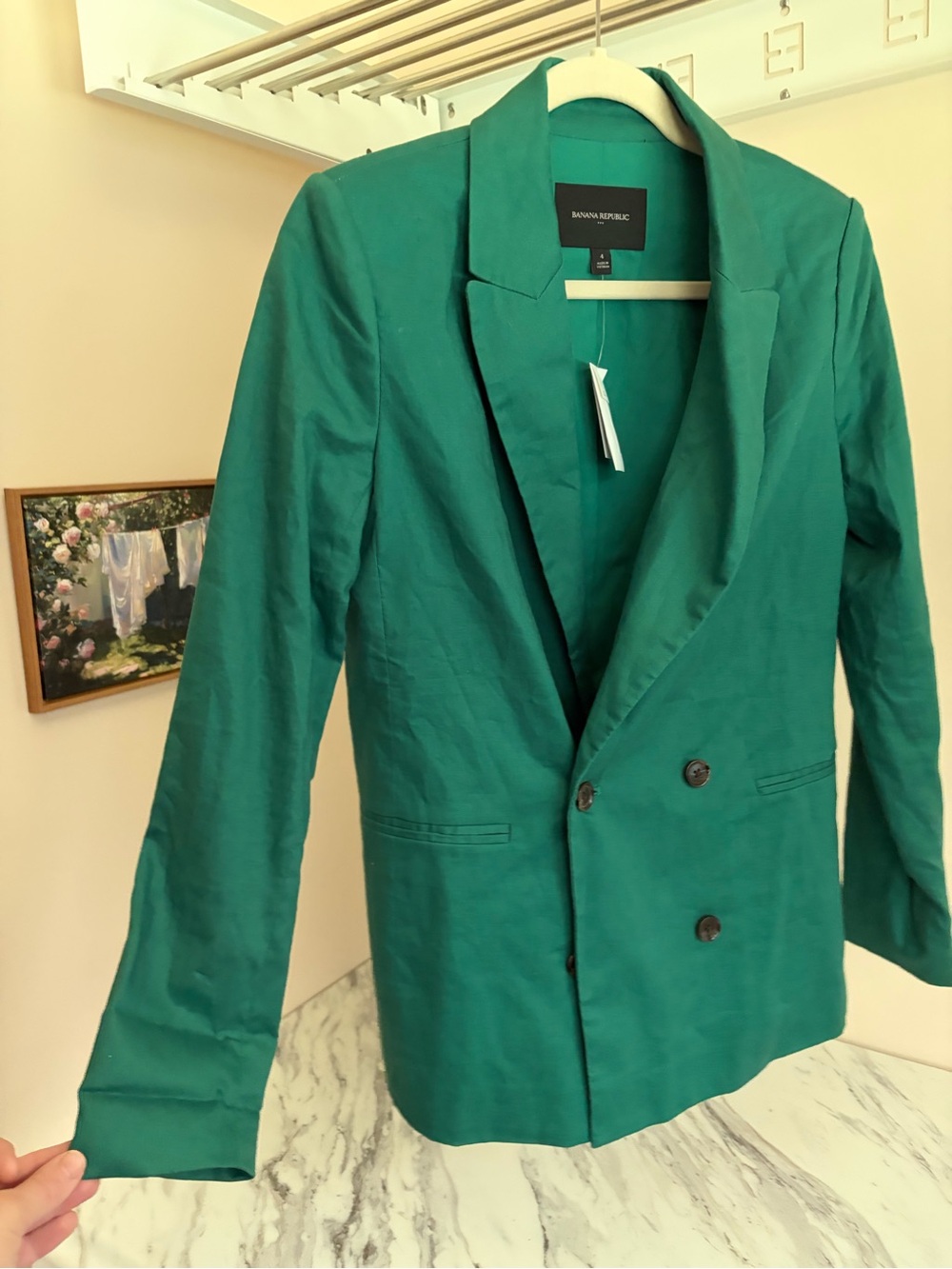 NWT Banana Republic Linen-Cotton Double Breasted Blazer